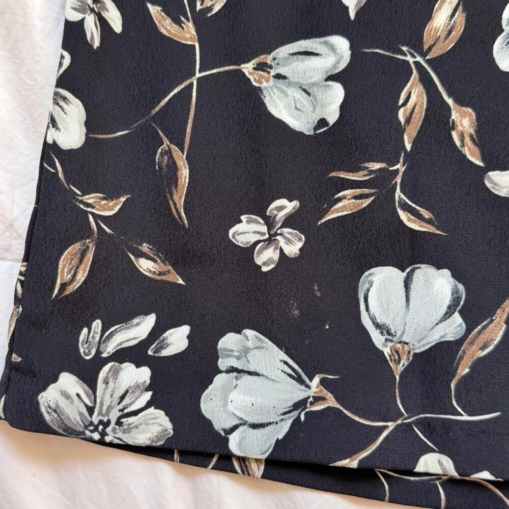 Vintage 90s black floral midi skirt size 26 elastic dark cottagecore romantic - Picture 5 of 8